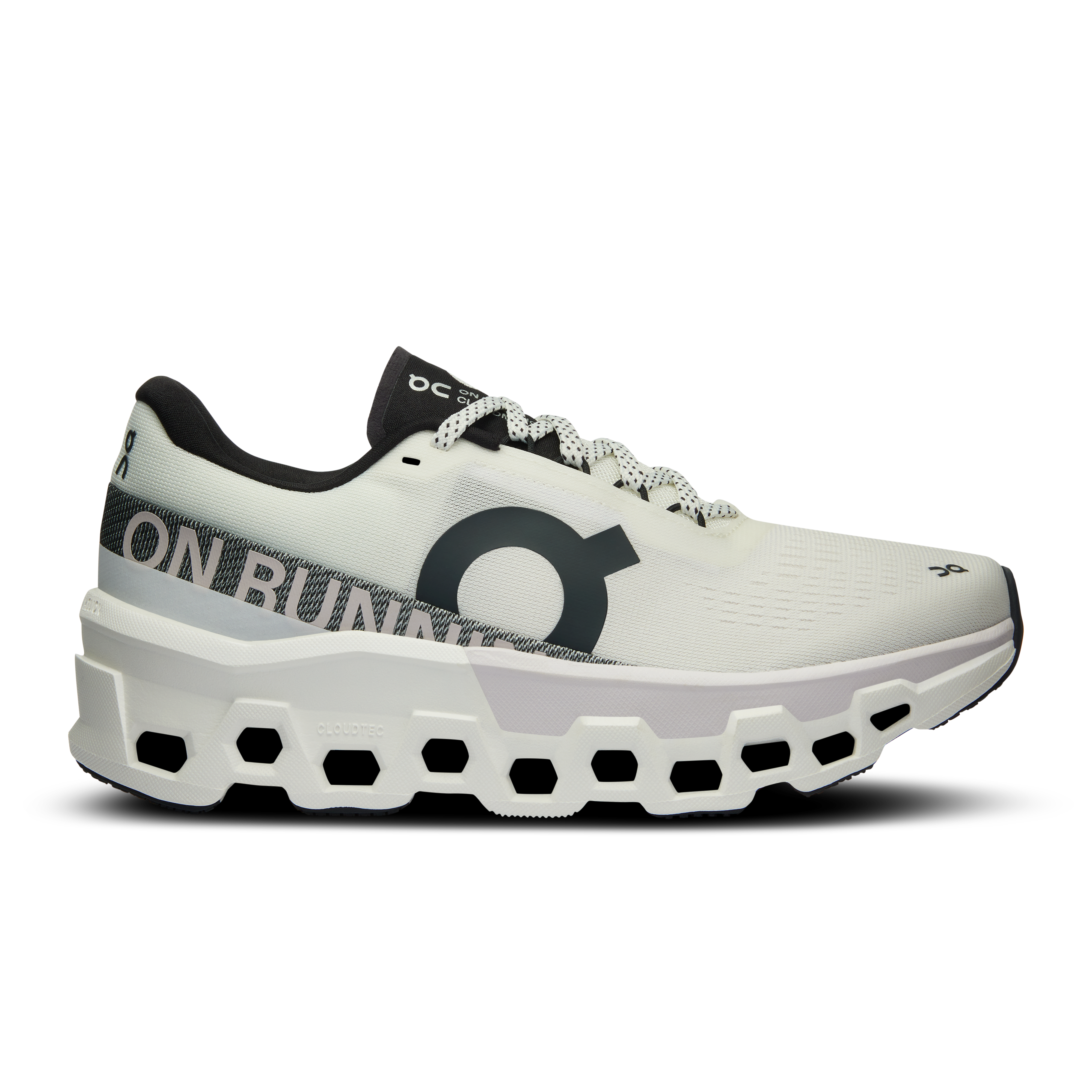 Women's On Cloudmonster 2 running shoe in white frost color combination.