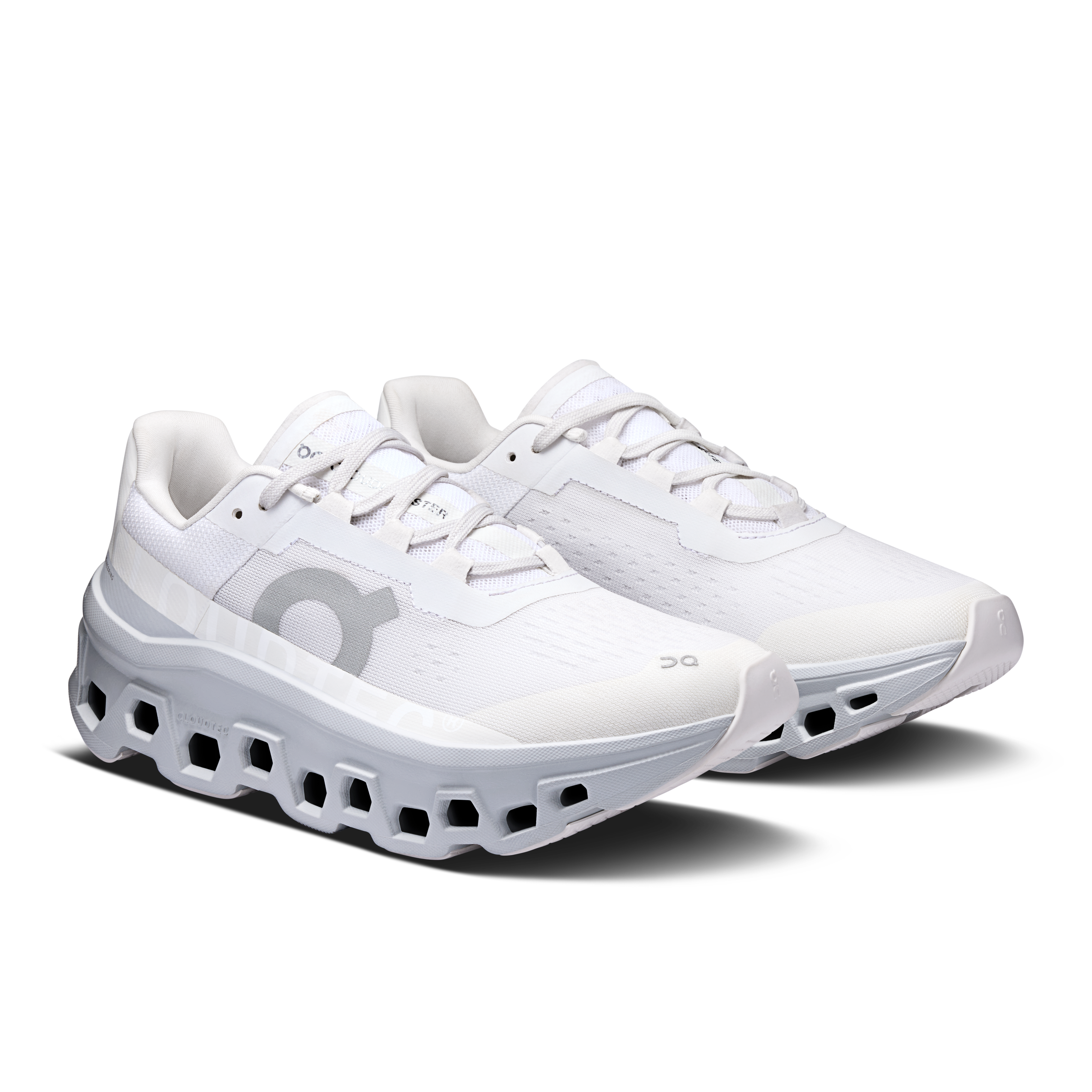 Women's On Cloudmonster running shoe in White Glacier color combination