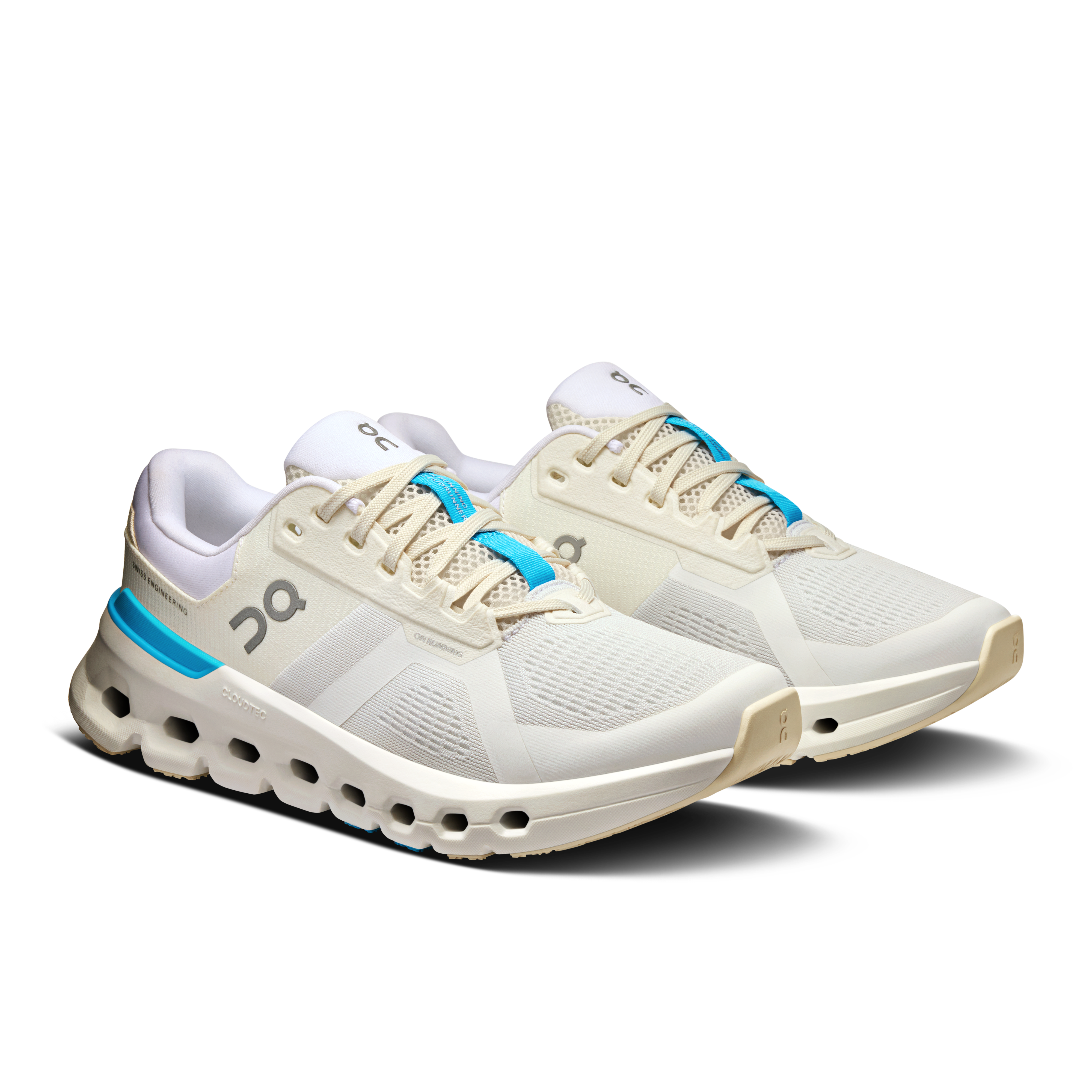 Women's On Cloudrunner 2 running shoe in White and Horizon color combination