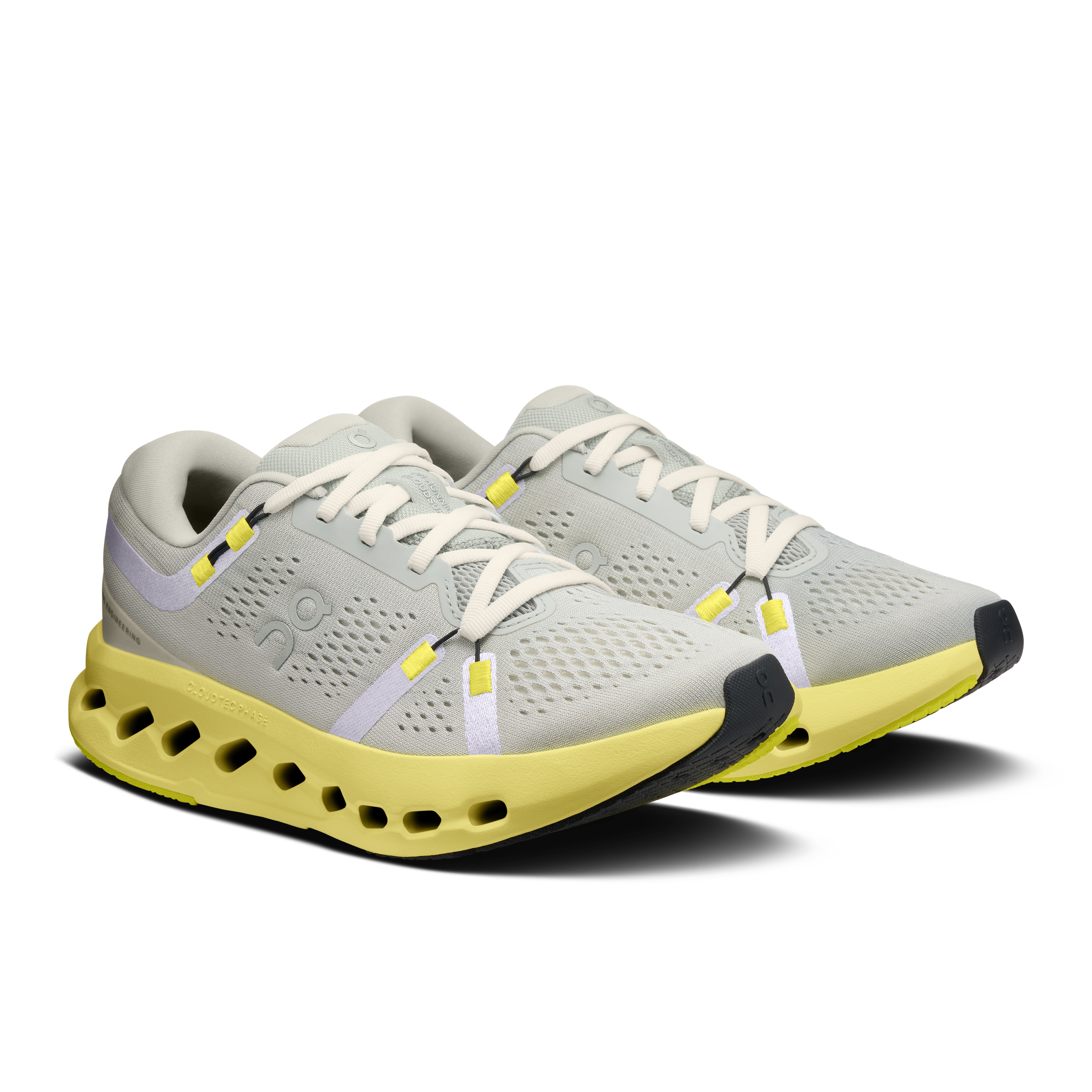 On women's cloud surfer 2 running shoe in glacier & limelight 